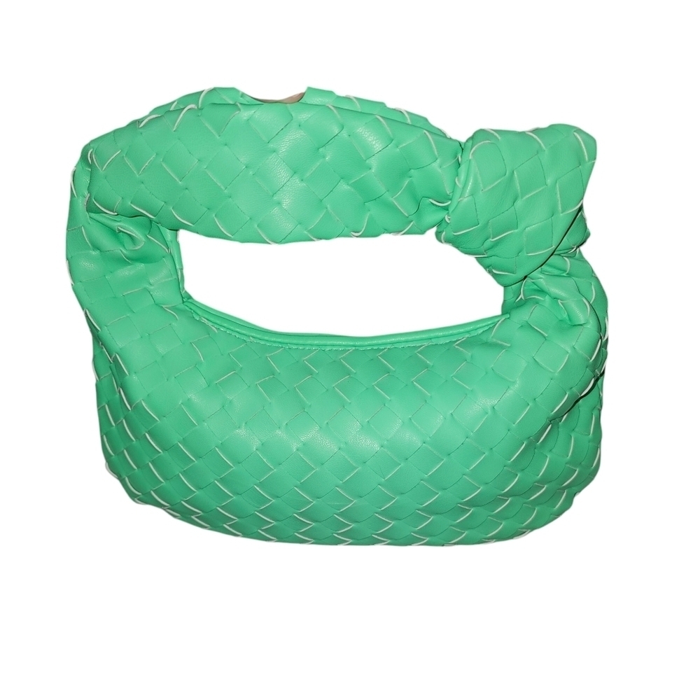 Neon Green Woven Knotted Mini Handbag